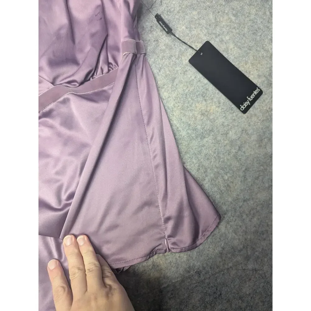 NWT Purple Y2K Babydoll Short Sleeve Satin Top Daisy Fuentes